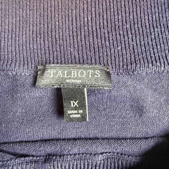 Talbots Woman 3/4 Sleeve Sweater 1X Navy Classic Beachy Nautical School Uniform - Picture 3 of 6